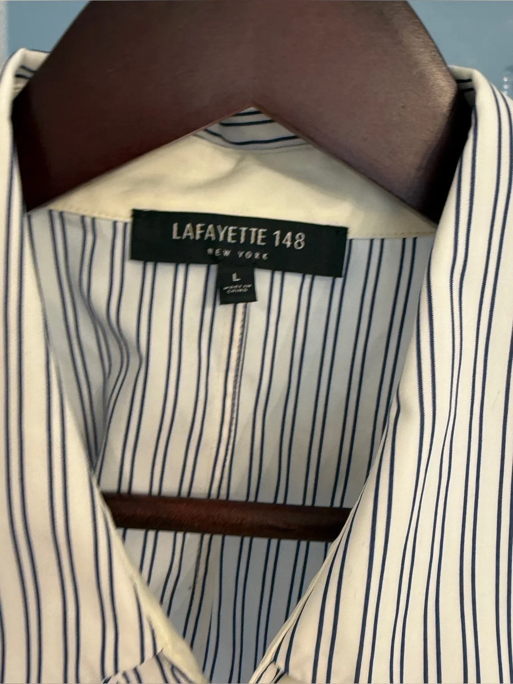 LAFAYETTE 148 Women's White Striped Wide Sleeve Button Down Shirt Size L - Picture 2 of 4